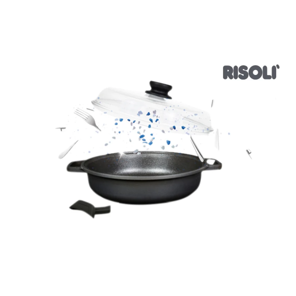 risoli low cas= تابه دو دسته با درب ریزولی Risoli ایتالیا سایز 24 مدل بلک پلاس - Image 1