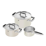 Pure Cookware 3/Set, Ceramic & Stainless Steel, Ivory