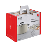 Pure Cookware 3/Set, Ceramic & Stainless Steel, Ivory