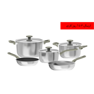 BergHOFF Leo Bolt 8pc Recycled Stainless Steel Cookware Set, Green
