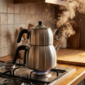 ست کتری و قوری کرکماز مدل Bella Nora روی گاز