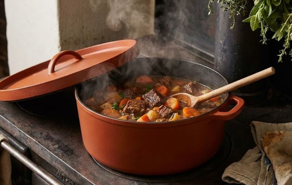 پخت خورش در قابلمه چدنی سنگین و با دوام