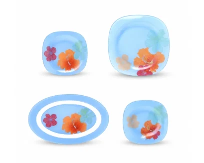 سرویس غذاخوری 19 پارچه آبی لومینارک مدل HIBISCUS BLUE